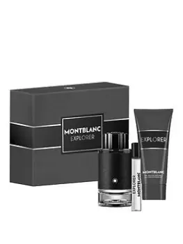 Mont Blanc Explorer 100ml Eau de Parfum, Shower Gel 100ml & Eau de Parfum 7.5ml Plastic-Free Gift Set, Black, Women