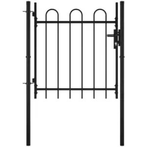 Single Door Fence Gate with Hoop Top 100 x 75cm Vidaxl Black