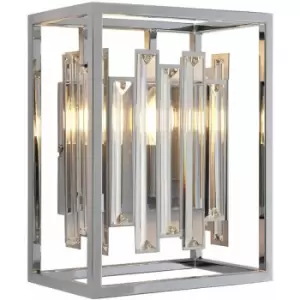 Loops - Glass Wall Light Clear Crystal & Chrome Plate 40W E14 Dimmable Living Room