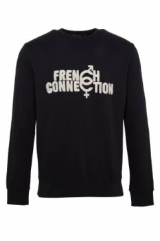 Mens French Connection Connection Crew Neck Sweatshirt Nearly Black