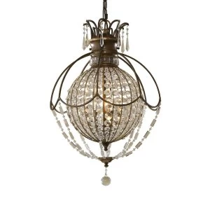 3 Light Ceiling Chandelier Pendant Light British Bronze, Oxidized Bronze, E14