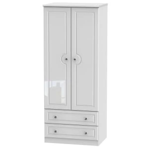 Robert Dyas Berryfield Ready Assembled 2-Door 2- Drawer Wardrobe - Gloss White