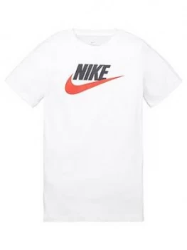 Nike Boys NSW Futura Icon T-Shirt - White/Black Size M 10-12 Years