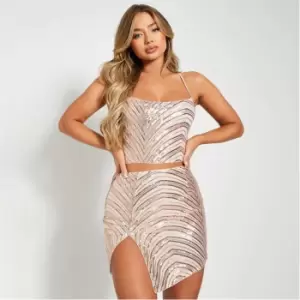 I Saw It First Sequin Cross Back Crop Top Co-Ord - Metallics