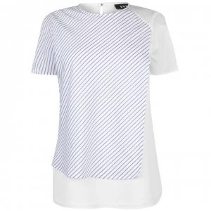 DKNY Womens Fabric Striped Top - Ivory/Indigo