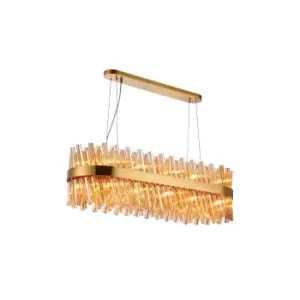 Lysander 24 Light G9, Ceiling Pendant Oblong, Brass, Amber Item Weight: 22.65kg