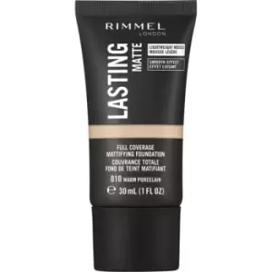 Rimmel Lasting Matte Mattifying Foundation Shade 010 Warm Porcelain 30ml