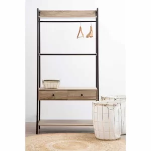 Interiors By PH Storage Unit with Hanging Rail Dark Brown Frame, Grey