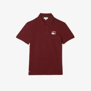 Mens Lacoste Branded Stretch Mini Pique Polo Size 5 - L Bordeaux