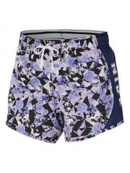 Nike Older Girls Dry Tempo Printed Short - Black/Navy, Black/Navy, Size L, 12-13 Years, Women