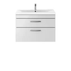 Nuie Athena 800 Wall Hung 2-drawer Vanity & Mid-edge Basin - Gloss Grey Mist