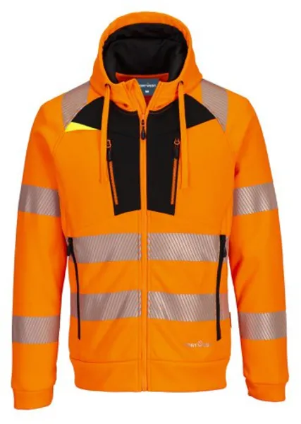 Portwest DX4 Hi Vis Funnel Neck Zipped Sweatshirt DX477OBRXXL Colour: Orange / Black