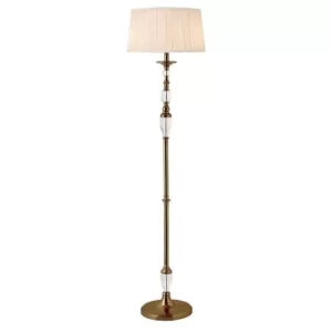 Polina 1 Light Floor Lamp Antique Brass with Beige Shade, E27