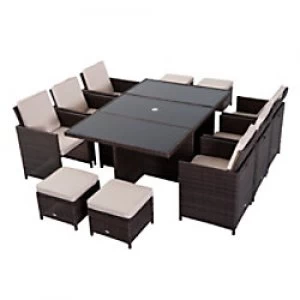 Outsunny Rattan Dining Set 861-031BN Brown