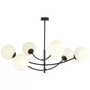 Emibig Hunter Black Globe Ceiling Light with White Glass Shades, 6x E14