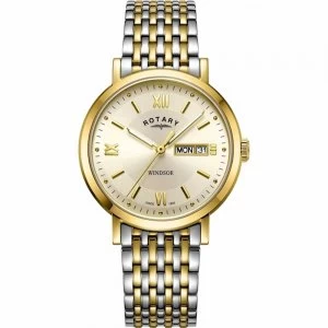 Rotary Mens Windsor Two-Tone Stainless Steel Strap Watch