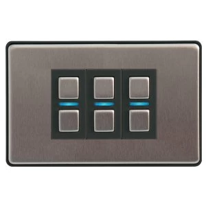 Lightwave Smart Series Dimmer (3 Gang) - Stainless Steel