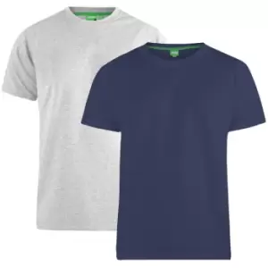 Duke Mens Fenton D555 Round Neck T-Shirts (Pack Of 2) (L) (Navy/Grey)