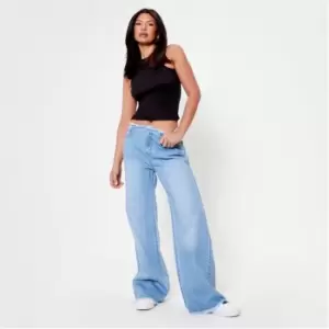 I Saw It First Low Rise Frayed Waist Jeans - Blue