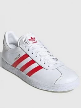 adidas Gazelle - White/Red, Size 7, Women