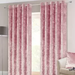 Homecapes Pink Luxury Crushed Velvet Lined Eyelet Curtain Pair 66 x 90'