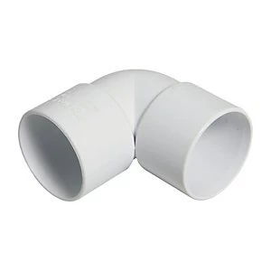 FloPlast WS11W Solvent Weld Waste 90 Deg Bend - White 40mm