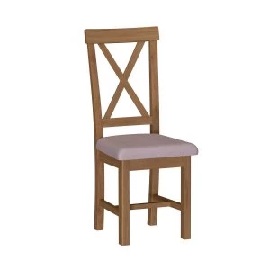 Rosewell Natural Oak 2 Upholstered Cross Back Chairs