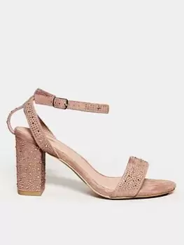 Yours Extra Wide Fit Diamante Sandal Blush Pink, Size E, Women