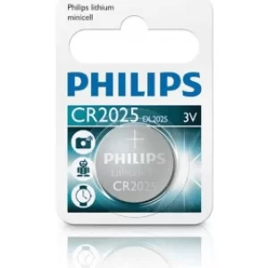 Philips CR2025 3V Lithium Coin Cell Battery (1 Pack)