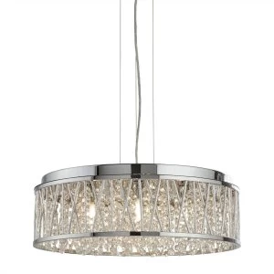 7 Light Ceiling Pendant Chrome with Glass Crystals, G9