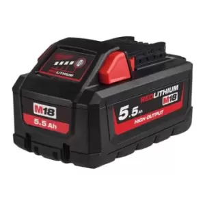 Milwaukee Power Tools M18 HB5.5 HIGH OUTPUT Slide Battery Pack 18V 5.5Ah Li-ion