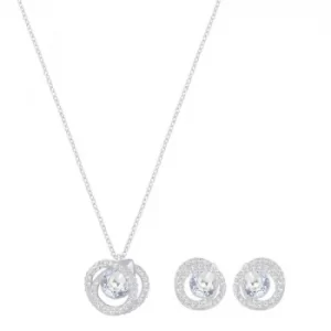 Ladies Swarovski Rhodium Plated Generation Necklace and Earring Set