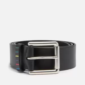 Paul Smith Mens Stripe Detail Leather Belt - Black - W32