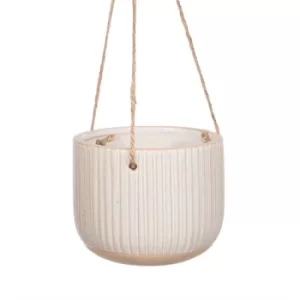 Sass & Belle Japandi Grooved Hanging Planter Off White