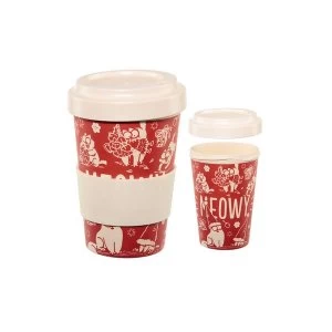 Simon & Cat Meowy Christmas Screw Top Bamboo Travel Mug