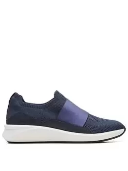 Clarks Un Rio Knit Textile Trainer, Navy, Size 4, Women