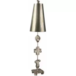 Loops - Table Lamp Silhouettes Gold Cone Shade. Aged Silver LED E27 60W