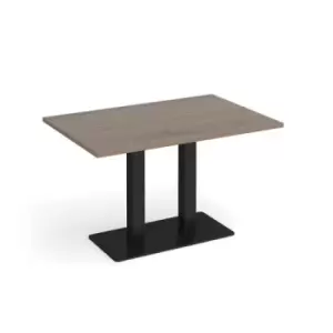 Eros rectangular dining table with flat Black rectangular base and twin uprights 1200mm x 800mm - barcelona walnut