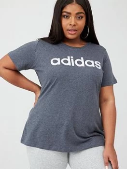 adidas Essential Linear Tee (Curve) - Dark Grey Heather, Size 3X, Women