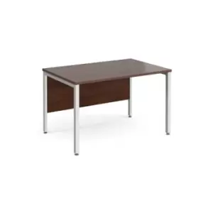 Office Desk 1200mm Rectangular Desk With Bench Leg Walnut Tops With White Frames 800mm Depth Maestro 25