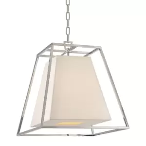 Kyle 4 Light Pendant Brass, Faux Silk