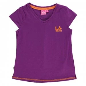 LA Gear V Neck T Shirt Junior Girls - Purple