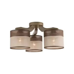 Andrea Multi Arm Semi Flush Ceiling Light, Fabric Shade, Sonoma, 3x E27