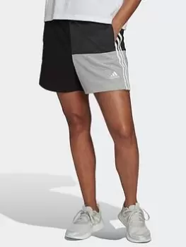 adidas Essentials 3-stripes Colorblock Oversized Shorts, Black, Size L, Women