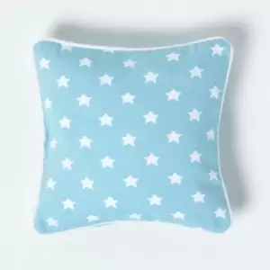 Cotton Blue Stars Cushion Cover, 30 x 30cm - Blue - Homescapes