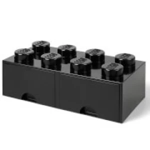 LEGO Storage 8 Knob Brick - 2 Drawers Black