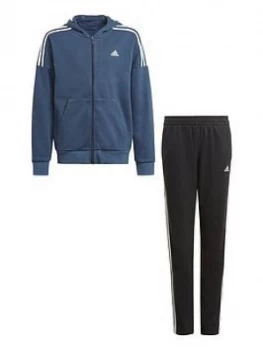 adidas Boys Junior Cotton Tracksuit - Navy/Black, Size 11-12 Years