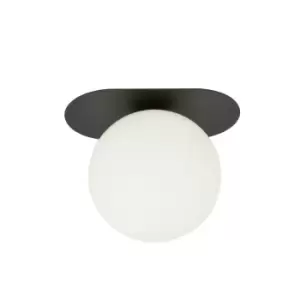 Plaza Black Globe Ceiling Light with White Glass Shades, 1x E14