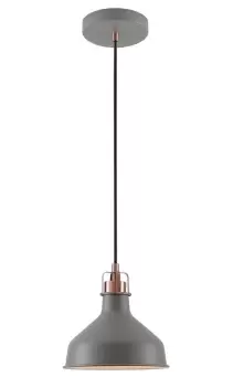 Small Ceiling Dome Pendant, 1 x E27, Sand Grey, Copper, White