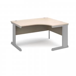 Vivo Right Hand Ergonomic Desk 1400mm - Silver Frame Maple Top